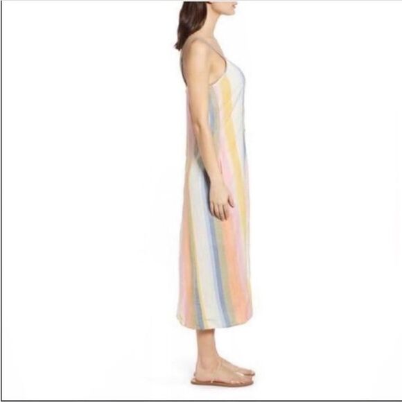 Billabong Lucky Us Striped Sleeveless Midi Dress Pastel Multi Large - Picture 4 of 16